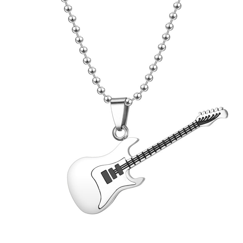 Wholesale Titanium Steel Guitar Pendant Clavicle Necklace